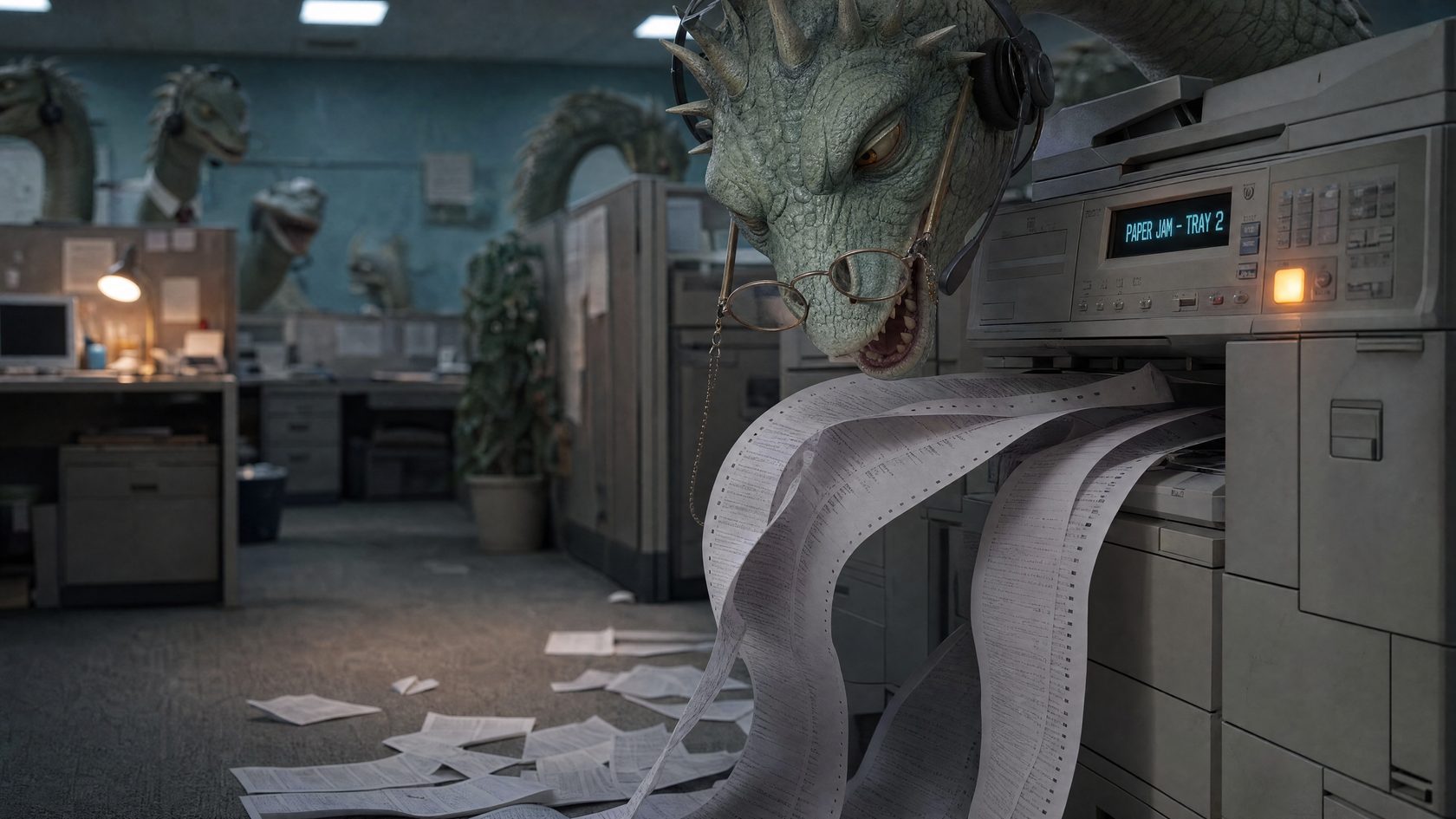 A Hydra losing control of the office printer