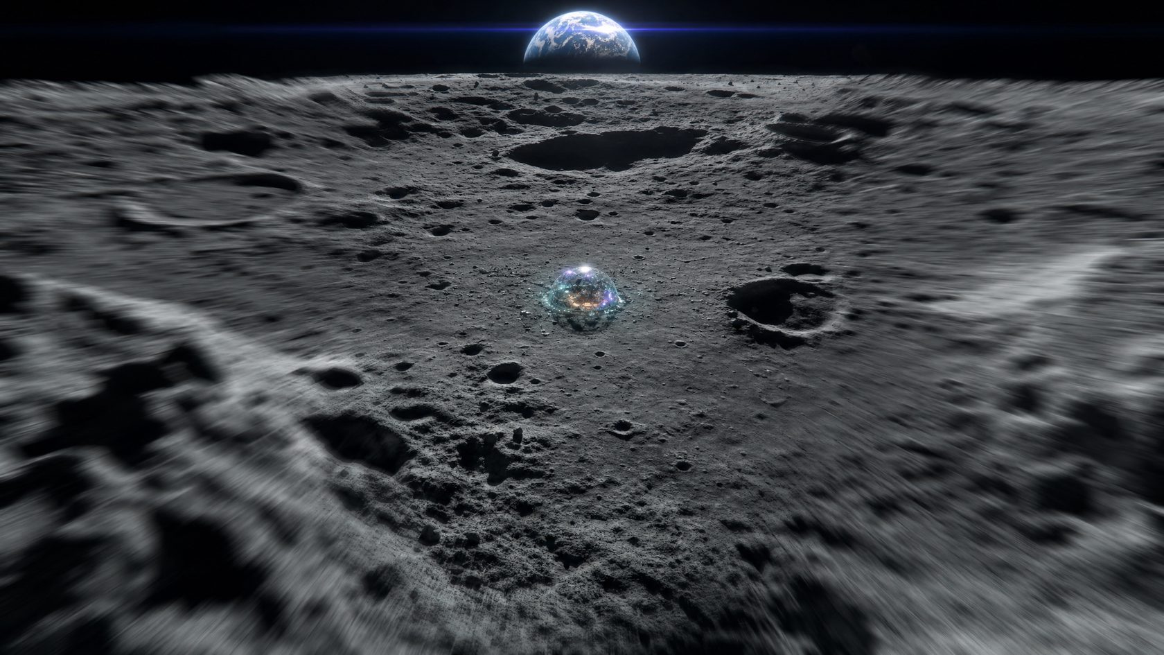 The lunar surface with Earth on the horizon